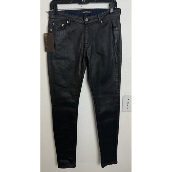 Roberto Cavalli Women's Size 42 Skinny Fit Coated Jeans Pants Mid Rise Black New - Picture 2 of 16